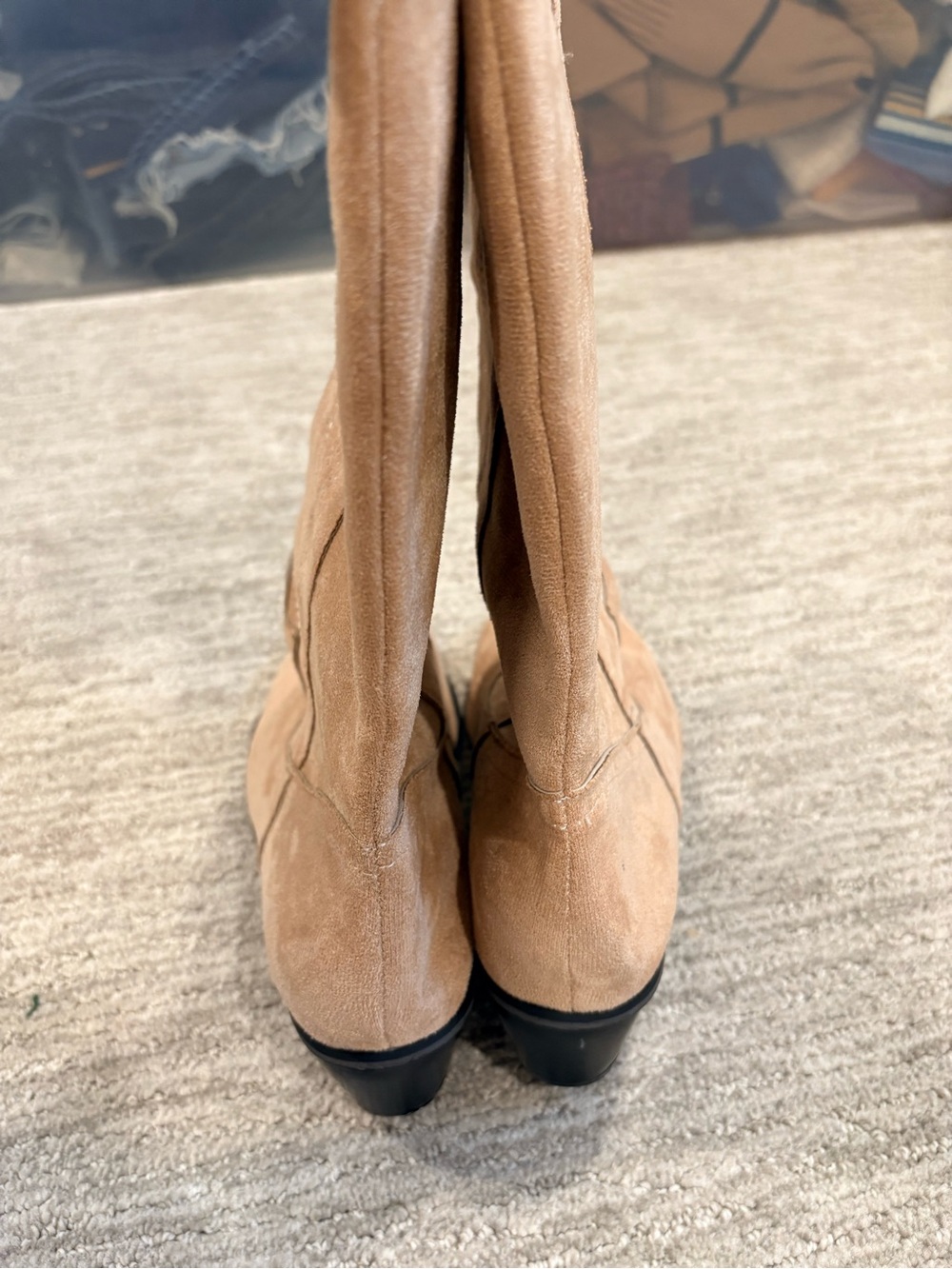 Tan Suede Like Western Cowboy Boots Size 43 - Picture 6 of 8